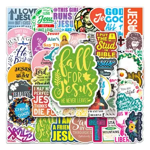50/100PCS Jesus Phrase Graffiti Stickers,Jesus quotes,Bible Faith Cross Words Stickers, For Furniture Journal Water Bottles Laptop Phone Refrigerator decals,Self-motivational stickers
