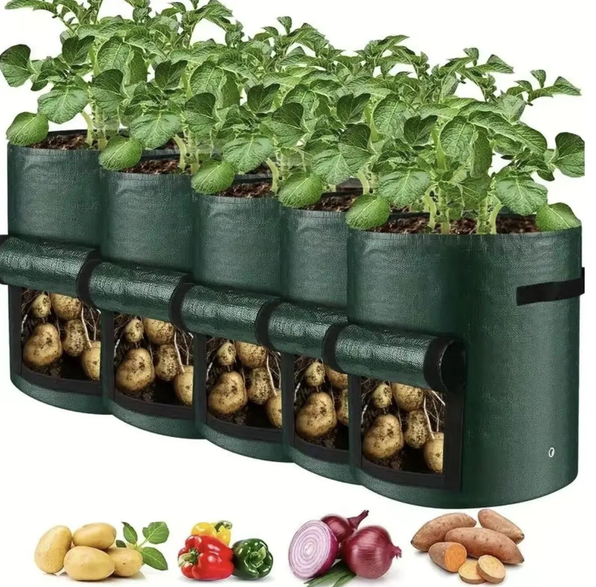 Pet Supply Storage 2-Pack 10 Gal Thickened Nonwoven Fabric Potato Grow Bags with Reinforced Handles - Container Planting Pots for Plants, Easy Harvest, Dog & Cat Litter Odor Control Auxiliary Use