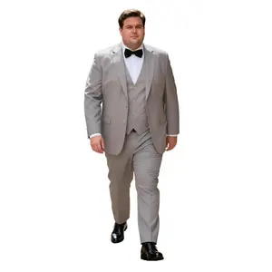 Big & tall Men's Three-Piece Formal Suit with Notch Lapel Vest Included Flap Pockets Tailored Design Long Sleeve Workwear Wedding Guest Outfits Beige Elegant Menswear