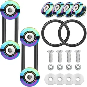 Bumper Trunk Quick Release Kit, Quick Release Front Rear Bumper Fasteners Fender Holders with Stainless Steel Screws Kit for Car Bumper, 4 Quick Release Tabs with 2 O-Rings (Colorful)