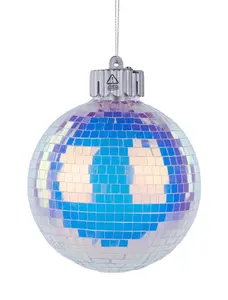 100Mm Irid Mirror Ball W/Lights Ornament in White