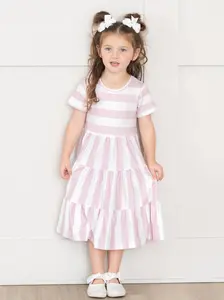 Striped Swing Dress - Mauve