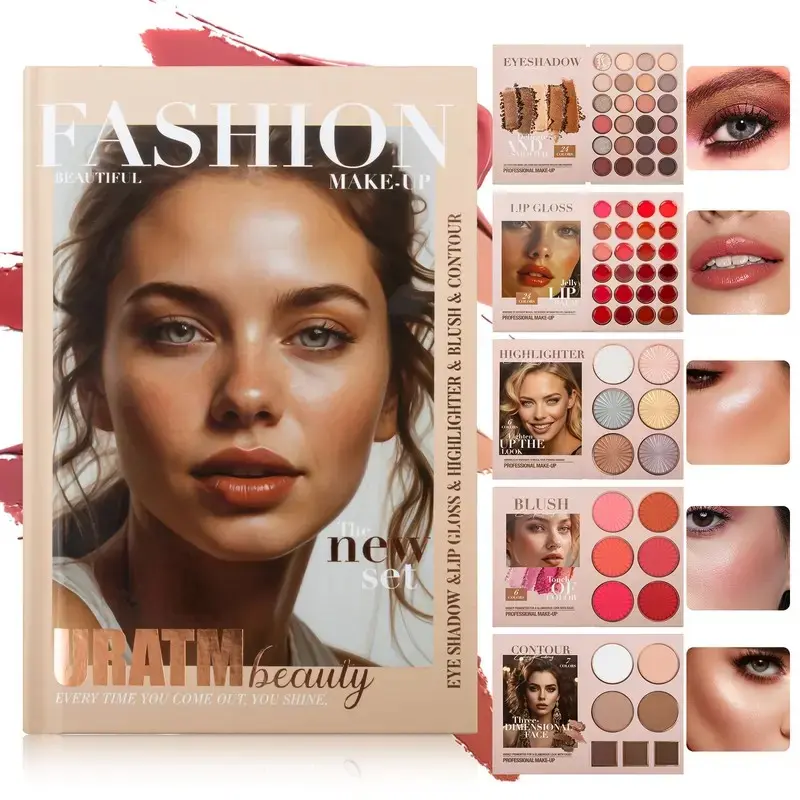 67-Color Makeup Palette Book for Smooth, Waterproof Wear, All-in-1 5-Layer Set with Eyeshadow, Blush, Lip Gloss, Contour & Highlighter, Lightweight, Daily, Compact, Gentle, Cosmetic, Evening, Lipgloss, Soft Glam, Makeup Transformation, Cruelty Free