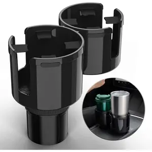 Car Cup Holder Expander, Cup Holder Extender Adapter for Car, 2 in 1 Cup Holder Insert with Expandable Base, Fits Yeti, Hydroflask, Large Water Bottles 10-46 OZ, Black