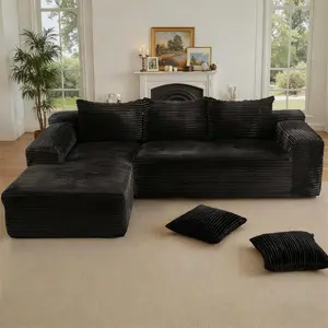 【#SummerVibes】【2 Packages Shipping】Classic 105" Sectional Couches for Living Room Modular Sofa with Deep Seat L-Shape Design Chaise Boneless No Assembly Required Flannel Material Soft Cozy
