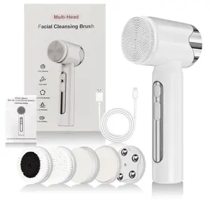 6-In-1 Facial Cleanser Brush, Rotating Exfoliating Face Brush, Electric Facial Cleaning Device, for Cleansing, Exfoliation, Massage, Facial Cleansing Tools