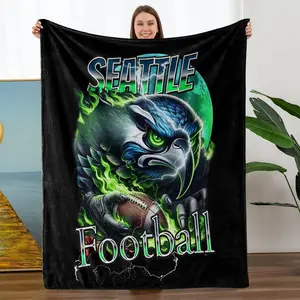 Comfortable Flannel Blanket, Seattle Seahawks Theme, Digital Print, Perfect for Living Room and Camping, Ideal Gift