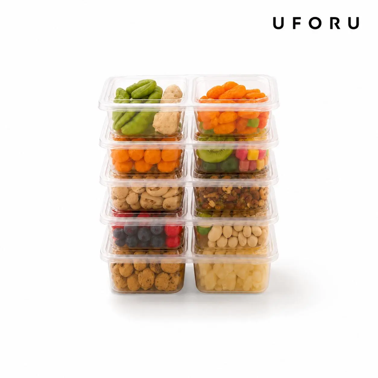 UFORU 10/20 set snack storage boxes with lids, double-compartment freshness containers, microwave-safe and freezer-friendly, BPA-free leakproof lunch boxes, suitable for fruits, nuts, lunches, and carrying when out#SummerWins#dealsforyou