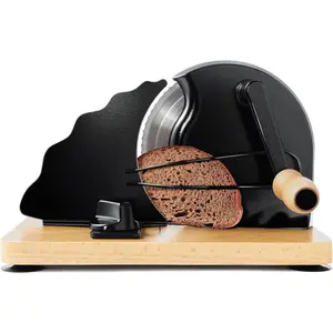 Manual Bread Slicer for Homemade Bread, Stainless Steel Slicers Serrated  Design, Adjustable Slice Thickness with Metal Guide, Hand Crank Bread Slicer with Scale Line and Suction Cup(Black)