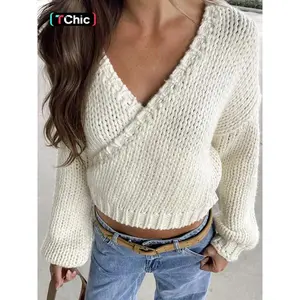 Women Long Sleeve Knitted Wrap Cardigan Sweater