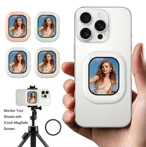 Magnetic Selfie Monitor Screen 2“ - Real-Time ScreenSharing, 1080P & 4K Wireless Portable Recording, Four Youthful Colors, Rear-Camera Selfies for Live Streaming,Vlogging & TikTok, Compatible with iPhone & Android.
