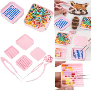 Perler Bead Tool Set, 6-Piece Beading Tray Tools, Single/dual Needle Tweezers, Spoon & Positioning Plate, Efficient Classification, Easy Recyclable, Crafting Tools