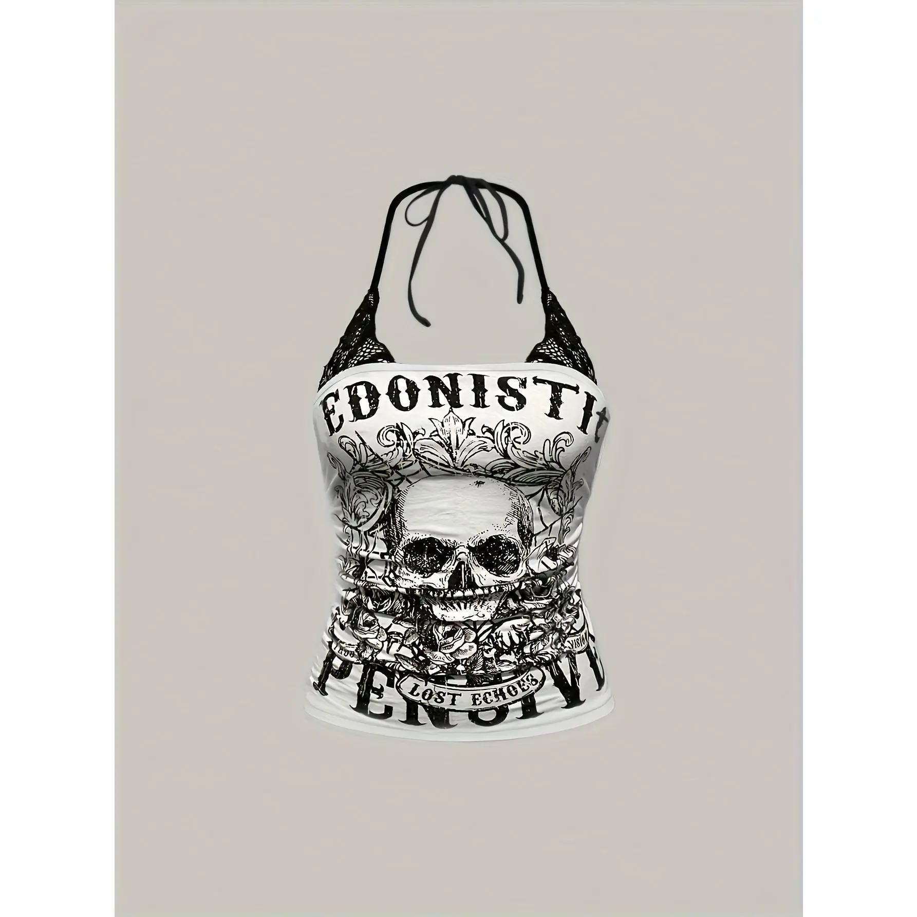 Y2K Punk Concert Outfit for Women with Skull Print Two-Piece Set