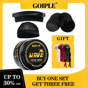 Goiple Wave Kit for Men 360 Wave Pomade with Strong Hold Easy Wash Shine Includes Curved Brush Durag Perfect for Wave Training