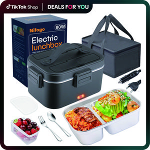 Electric Lunch Box Food Heater for Adults, Heated Lunch Box 12V/24V/110V Portable Food Warmer for Car/Truck/Office 1.8L Removab，dealsforyoudaysle Stainless Steel Container with Fork Spoon and Bag,dealsforyoudays