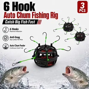6 Hook Anti-Snag Fishing Rig With Bait Cage Anti-Snag Feeder Rig for Bigger Carp Fishing Pre Tied Rigs Carp Lures