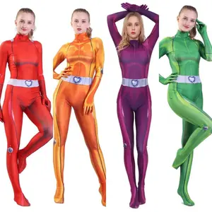 Totally Spies Cosplay Bodysuit for Adults and Kids, Anime Clover Ewing Jumpsuits, Halloween Samantha Simpson Alexandra Costume