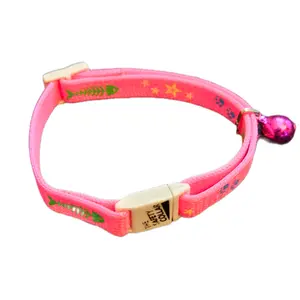 Cute Pink Cat collar with bell flexi leash dog necklace adjustable