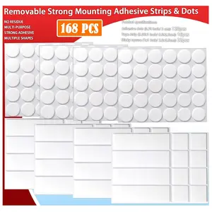 Double Sided Tape for  Picture Poster Decorations, Removable & -Free  Mounting Adhesive Strips Dots for Balloon, Photo, Art Craft, Party Supplies