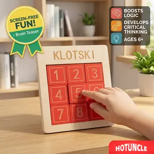 Wooden 3x3 Sliding Puzzle – Klotski Number Puzzle Brain Teaser Toy