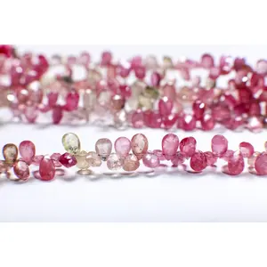Natural Pink Sapphire Shaded Micro Faceted Pear Drop 4.5x7mm DIY Jewelry Making Gemstone Bead 3"/6" Strand