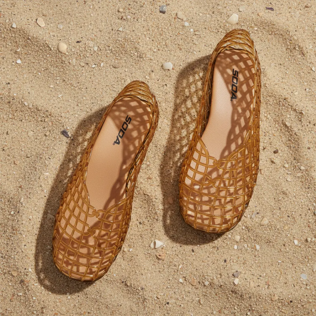 Women's Retro Casual Slip-On Jelly Flats - Netting Design Urban Street Footwear