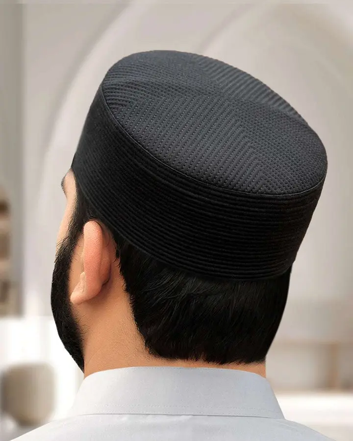 Men's Structured Barakah Kufi, Modest Fashion Prayer Cap, Peci Prayer Attire Accessory