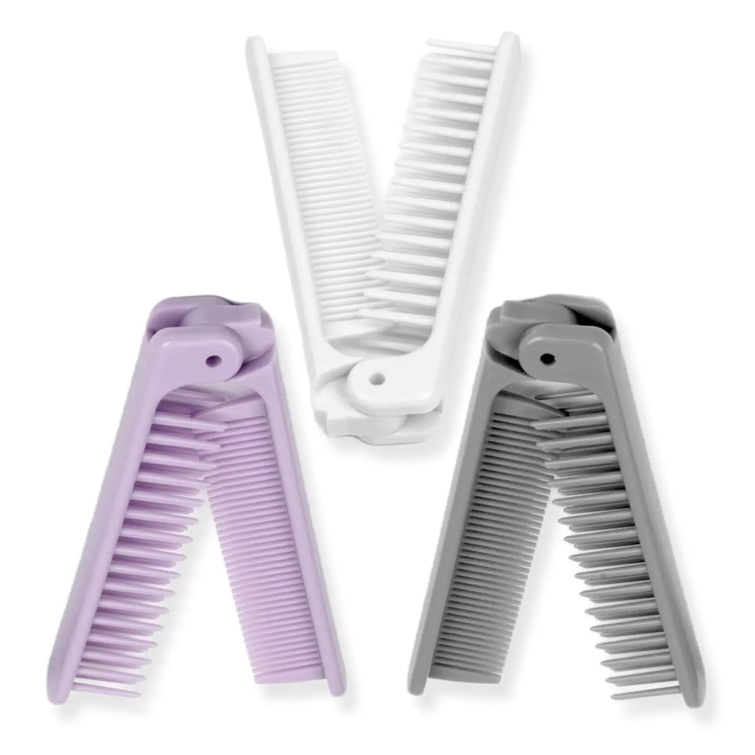 3-Piece Foldable Pocket Hairstyling Comb Set - Anti-Static Teeth, Durable Hairdressing Comb, Double-Sided Detangler for Coarse Damaged Hair, Split End Prevention, Hand-Sized for Travel Use
