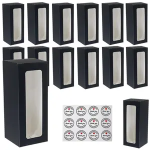 Black Gift Box 8.7'x3.15'x3.15',Cookie Boxes, Long Treat Boxes for Cookies, Strawberries