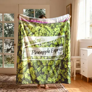 Pineapple Express Theme Flannel Blanket, Large Size, Soft Lightweight Warm, Perfect for Bed Sofa Office Camping Travel, Spring Gift