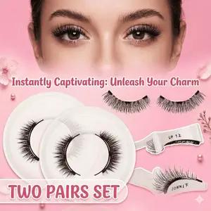 2 Pairs Magnetic Eyelashes Self Adhesive Glue Free with 1 Lash Applicator Reusable