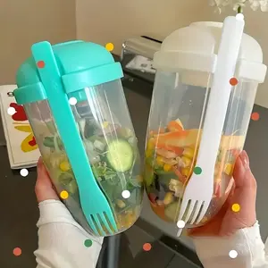 2 Piece Large Capacity Salad Container Set 33.81oz Salad Box with Dressing Compartment Fork Salad Shaker Portable Lunch Bento Box for Picnic Travel Kitchen Food Preparation Tools