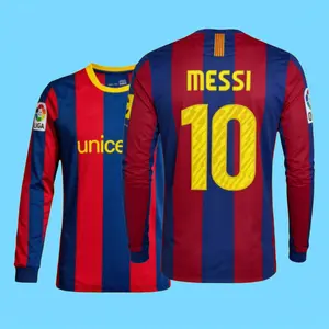 10 11 Home Long Sleeve Retro Jersey 10# Messi Fan Edition Soccer Jersey