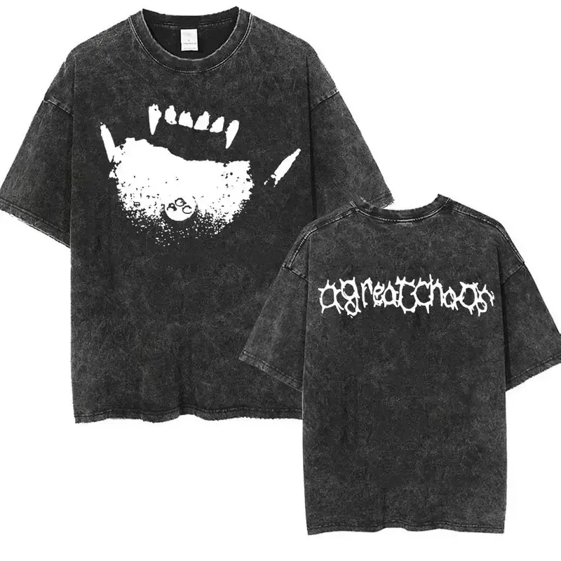 Women's Ken Carson AGC Actual Hate Teen X Vamp Seamless Shortsleeve T-Shirt - Great Chaos Opium Garments, Vintage Washed Day Apparel, Streetwear Fashion Top