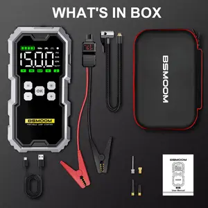 Car Jump Starter with Air Compressor LCD Screen 21800Mah Portable Booster Charger 6000A Powerful Car Battery Starting Devi BSMOOM
