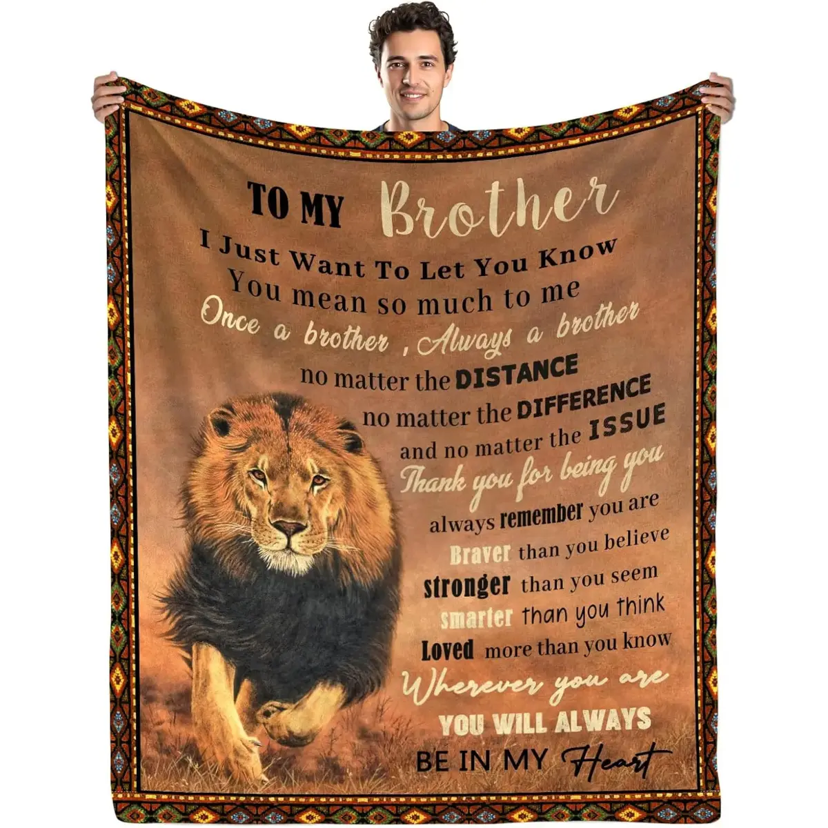 Brother Gifts from Sister Brother Blanket Birthday Gifts for Men Brother Fathers Day Blanket Gift for Brother Adult Lion Throw Blanket for Brother Christmas Thanksgiving Gift, Cozy Throw Blanket, Unique Pattern Print