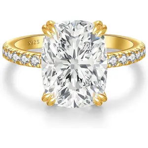 3CT Elongated Cushion Moissanite Ring D VVS1 S925 Silver 14K White Gold Plated Engagement Ring for Women Summer Vibes Queen
