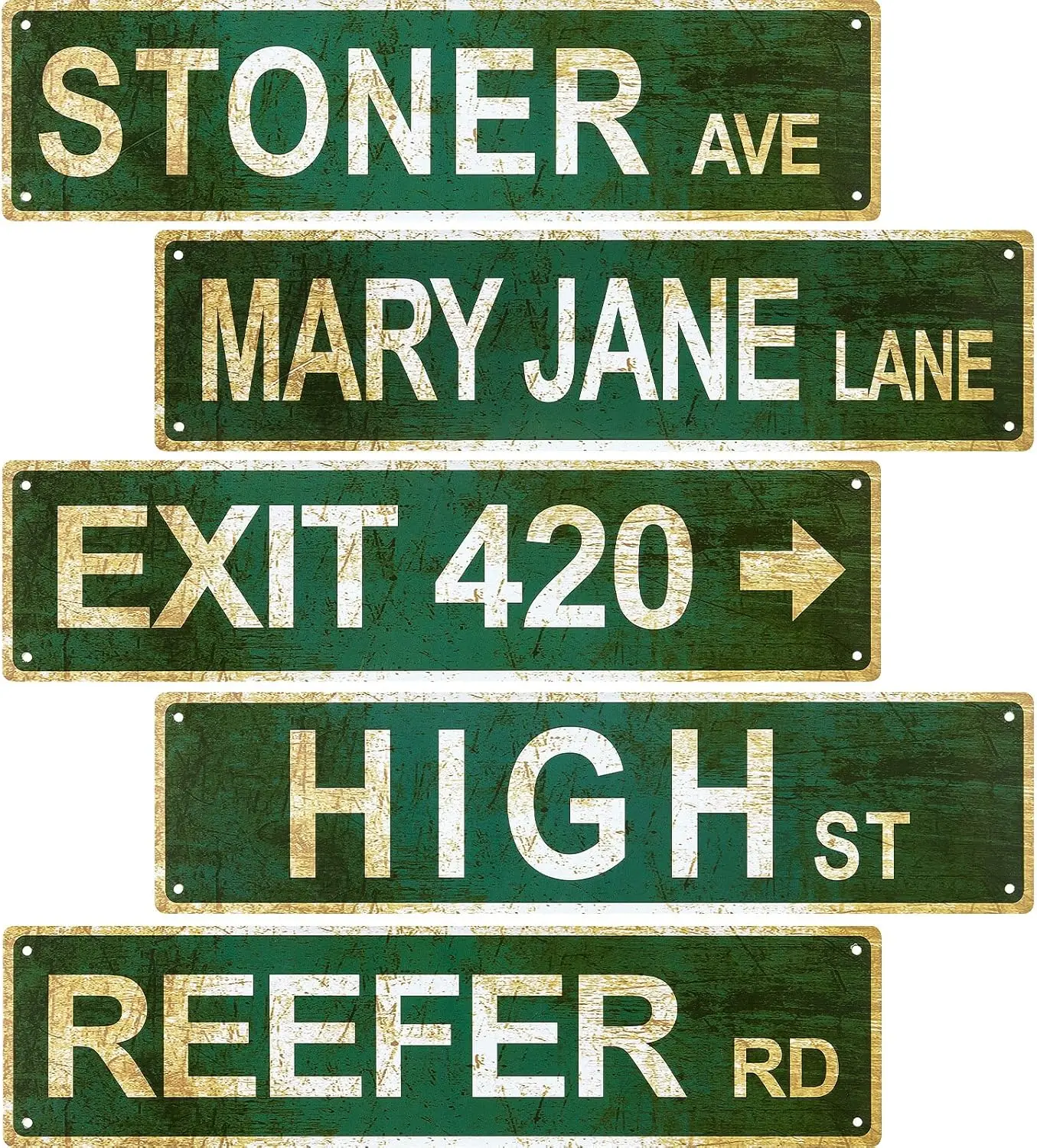 5 Pieces of Retro Street Signs - Vintage Aluminum Exit Plaques (4x16 in), Eye-Catching Auspicious Home Wall Decor for Everyday Room & Door (Home Supplies)