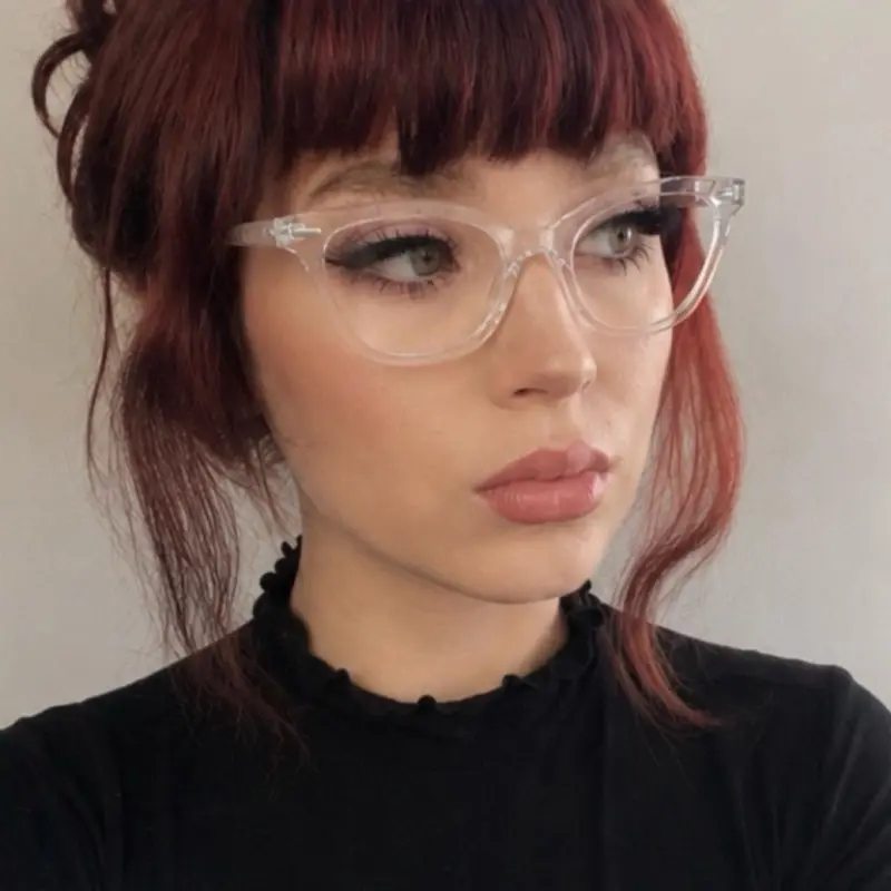 Women Clear Cat Eye Sunglasses Transparent Frame UV400 Lightweight Small