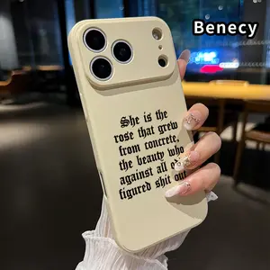 Concrete - Rose Spirit Pattern Straight Edge Phone Case for iPhone 17 15 16 14 Pro Max 13 12 11 XR XS Plus Air E Shockproof Full Camera Protection Durable Slim Liquid Silicone Cover Smartphone Casing