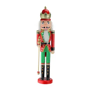 Northlight 24" Red & Green Wooden Nutcracker King with Scepter