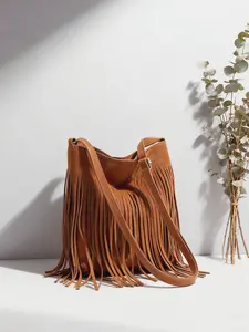Women's Fringe Suede Crossbody Bag, Bohemian Western Style Shoulder Backpack, Adjustable Straps, Lightweight Daily Travel Handbag, Adjustable Strap Purse