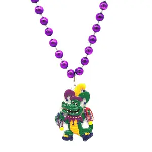 36" 12mm Metallic Purple Bead with Alligator Medallion (Dozen)