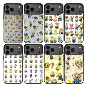Minions Anti-Fall Design iPhone Case for 17/16/15/14/13/12/11 Protective Shockproof Cover with Cute Minions Pattern Screen Protector Casing