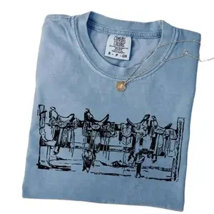 Comfort Colors Western Vintage Style Saddle T-shirt Cowgirl Graphic Country Horse Western Clothing Stuff Western Outfit Women Tops Clothes Casual Casual Wear