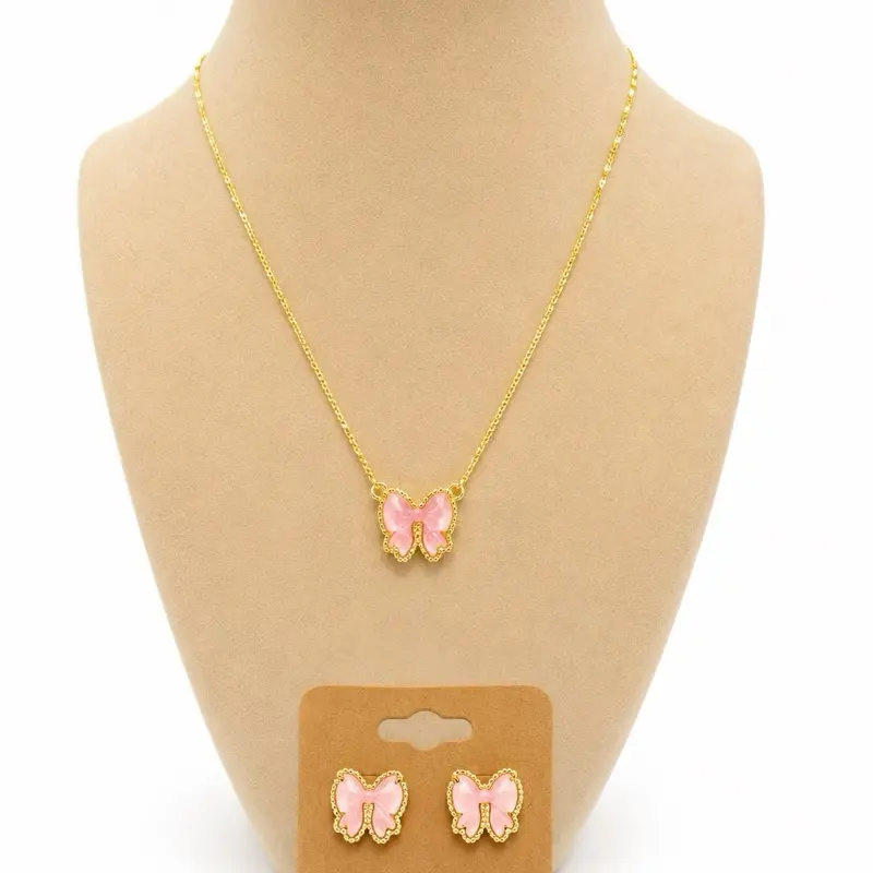 KS 2-Piece Bow Set, Necklace & Earrings for Women