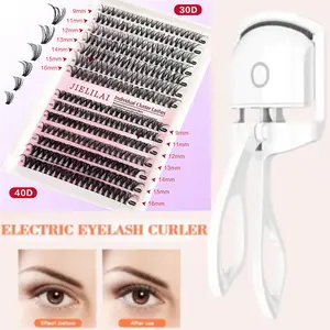 Electric Eyelash Curler + False Eyelash 30D/40D Set Combo / Silicone Eyeliner Aid + Eyebrow Brush 2-Piece Set Lightweight Makeup