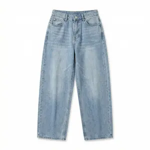 Women’s Baggy Wide-Leg Jeans Comfortable High-Waisted Light-Wash Denim Pants with Y2K Rhinestone Graphics Vintage 2000s Casual Hip-Hop Streetwear