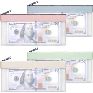 Zipper Cash Bag Set, Transparent Deposit Pouch, Multi-Functional Check Wallet, Practical Pen Case, Modern PVC Cosmetic Bags
