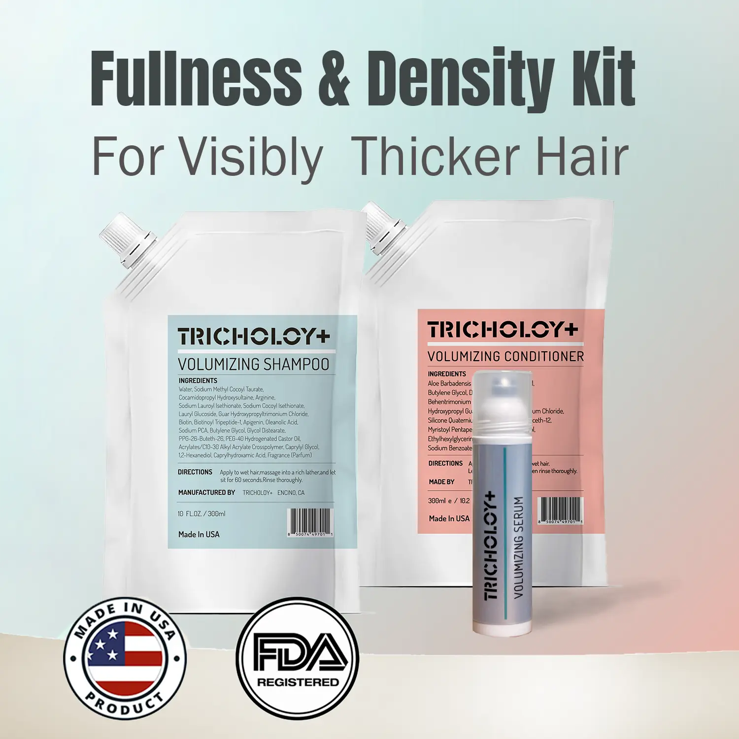 [Hair Care Set] Tricholoy Hair Growth Roll-On Serum+Shampoo+Conditioner Anti-Hair Fall & LessShedding & Volumizing |   Biotin, Arginine & Oleanolic AcidlStrengthens Roots | Promotes Hair Growth | 3%Rosemary, Pea Sprout, Moringa